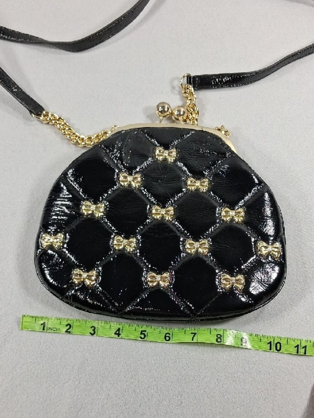 Black Quilted Crossbody Bag with Gold Accents - Picture 5 of 6